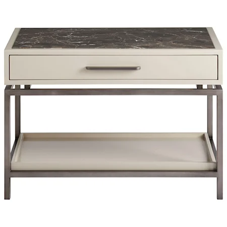 Magon 1-Drawer Nightstand with Open Shelf and Inset Stone Top